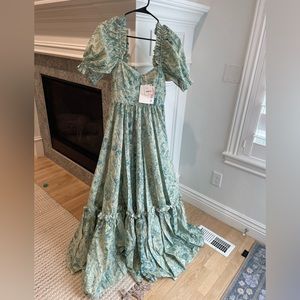 Selkie Green Floral Maxi Dress